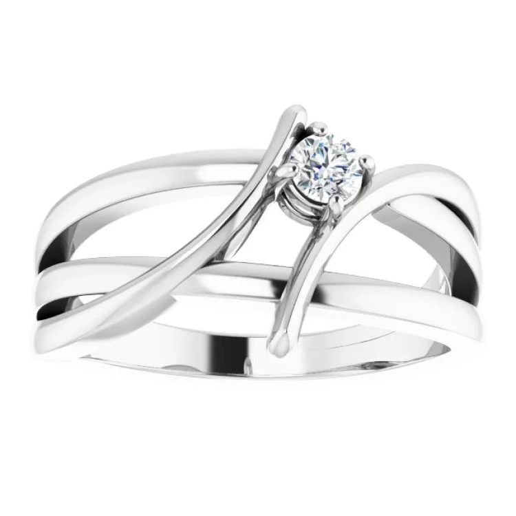 women’s chunky fashion rings-Sterling Silver 1/8 CT Natural Diamond Ring