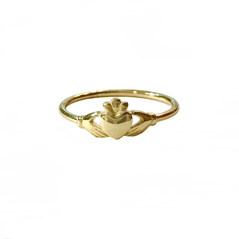 women’s rose cut rings-women’s rose cut rings-Claddagh II Tiny Ring