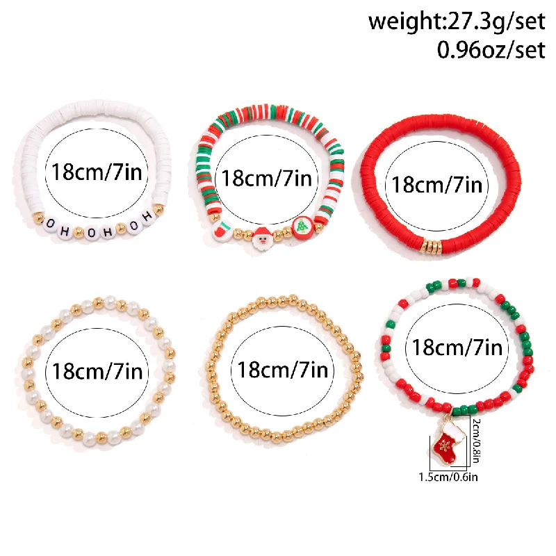 women’s classic bangles-Exaggerated Classic Style Christmas Tree Santa Claus Letter Imitation Pearl Alloy Plastic Wholesale Bracelets