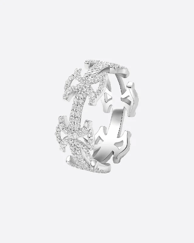 women’s diamond rings-women’s diamond rings-MOISSANITE BYZANTINE RING. - WHITE GOLD