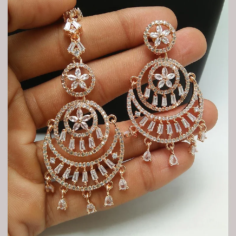 women’s mixed-metal earrings-Pooja Bangles Rose Gold Plated Dangler Earrings