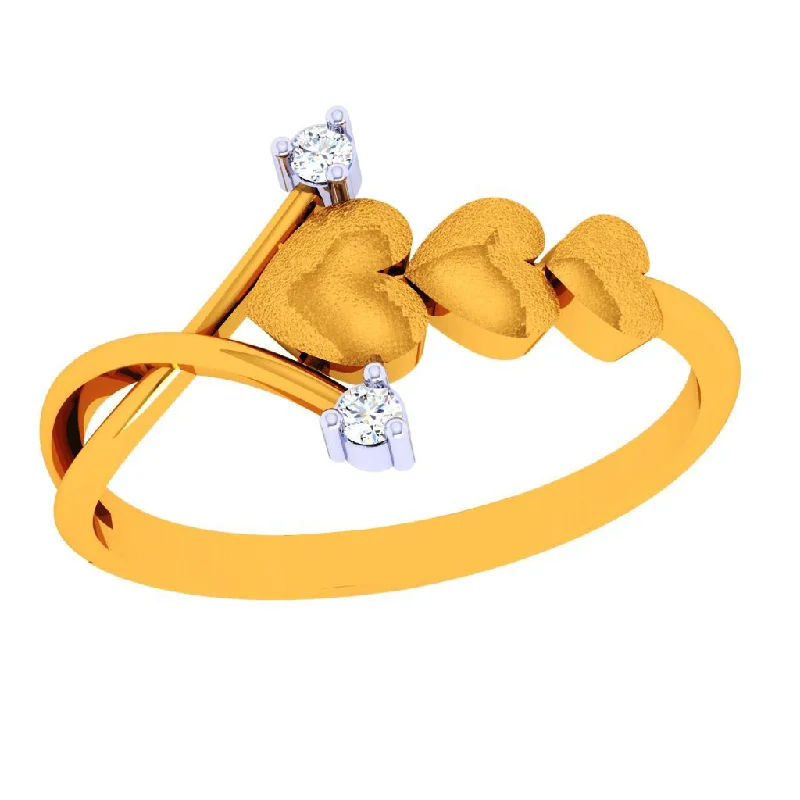 women’s art deco rings-18k Three-layer Heart Motif Diamond Ring