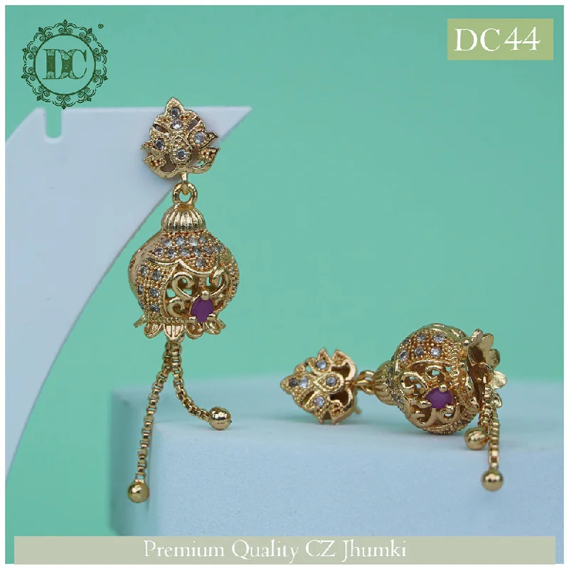 women’s birthstone stud earrings-Diksha Collection Gold Plated Jhumki Earrings