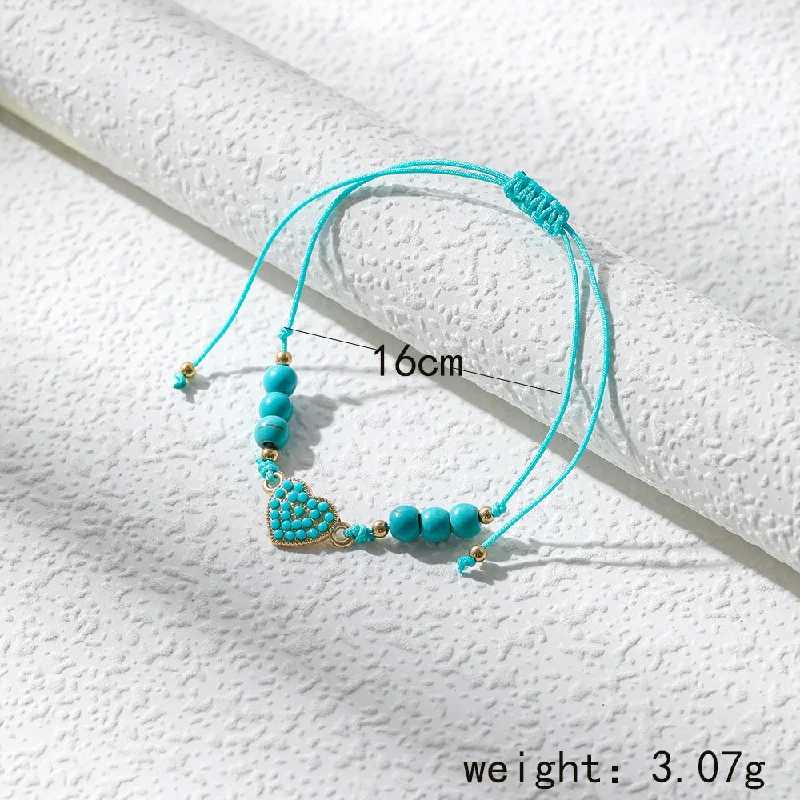 women’s oval bangles-Ethnic Style Heart Shape Butterfly Turquoise Alloy Wholesale Bracelets