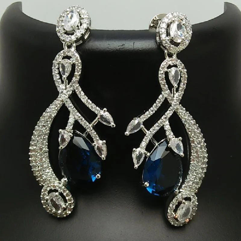 women’s vintage earrings-Manisha Jewellery Silver Plated AD Dangler Earrings