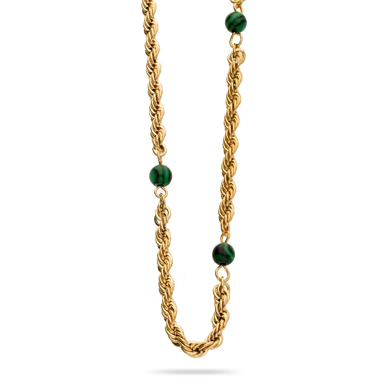 women’s dainty necklaces-women’s dainty necklaces-Malachite necklace gold