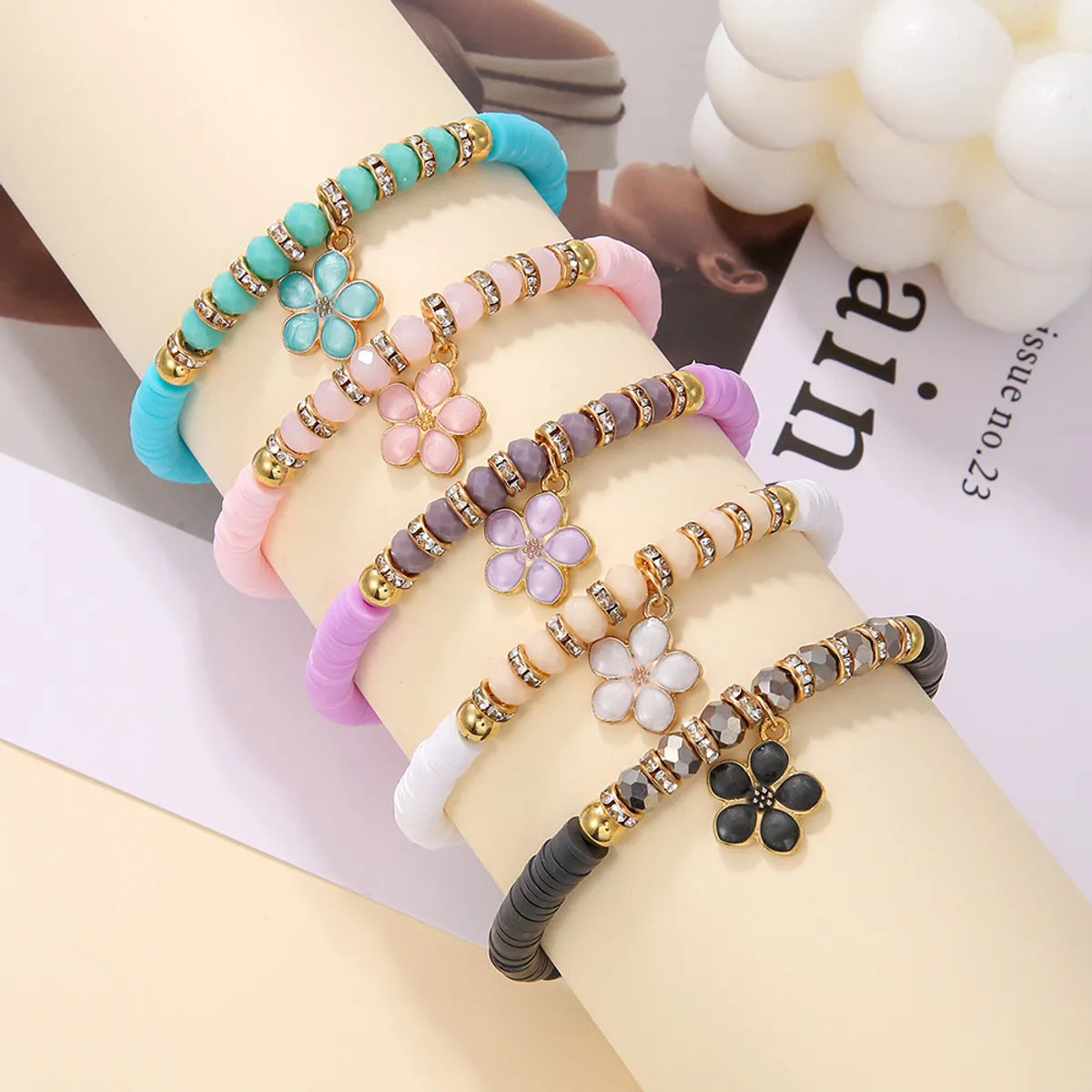 women’s bridal bangles-Bohemian Flower Soft Clay Beaded Women's Bracelets