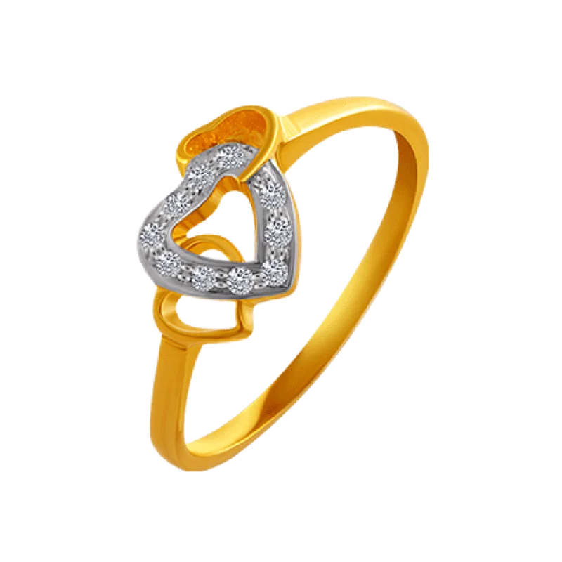 women’s gold rings-14KT (585) Yellow Gold And American Diamond Ring For Women