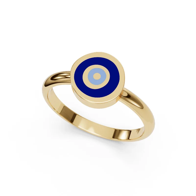 women’s eternity rings-women’s eternity rings-Gold Enamel Evil Eye Ring