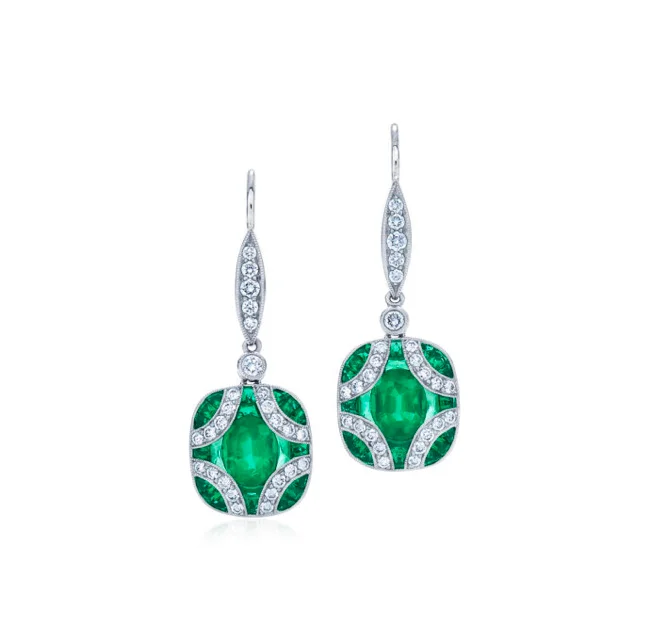 women’s simple stud earrings-KWIAT Argyle Collection Emerald and Diamond Earrings E-28441E-0-DIAEME-18KW