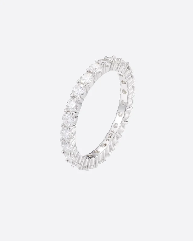 women’s cubic zirconia engagement rings-women’s cubic zirconia engagement rings-MOISSANITE THIN ETERNITY RING. - WHITE GOLD