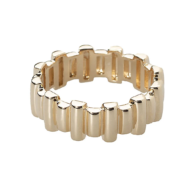 women’s fashion statement rings-women’s fashion statement rings-Offset Gold Bar Ring