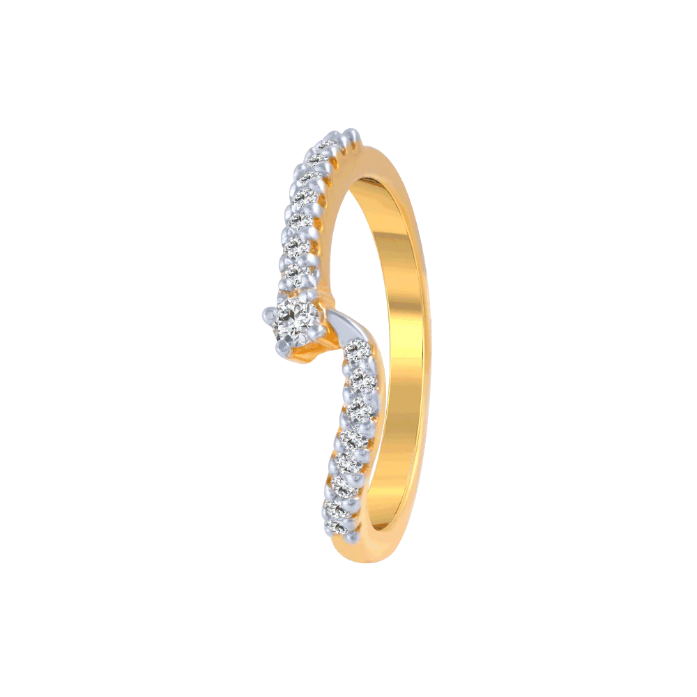 women’s wedding band rings-18KT (750) Yellow Gold And Diamond Ring For Women