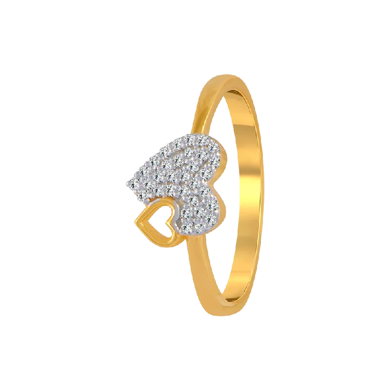 women’s three-stone rings-14KT (585) Yellow Gold And American Diamond Ring For Women