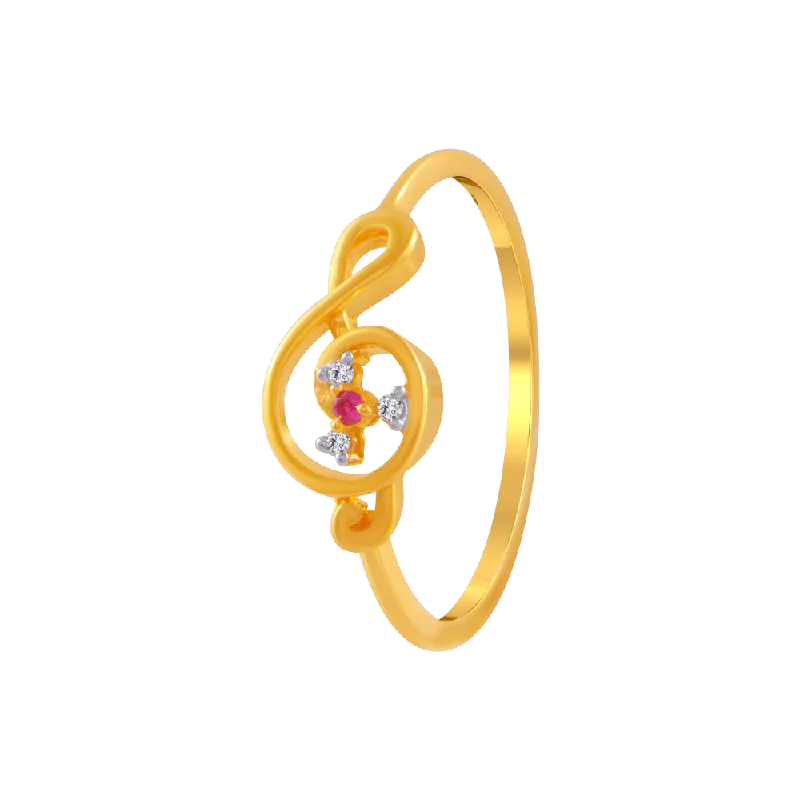 women’s celestial rings-14KT (585) Yellow Gold And American Diamond Ring For Women