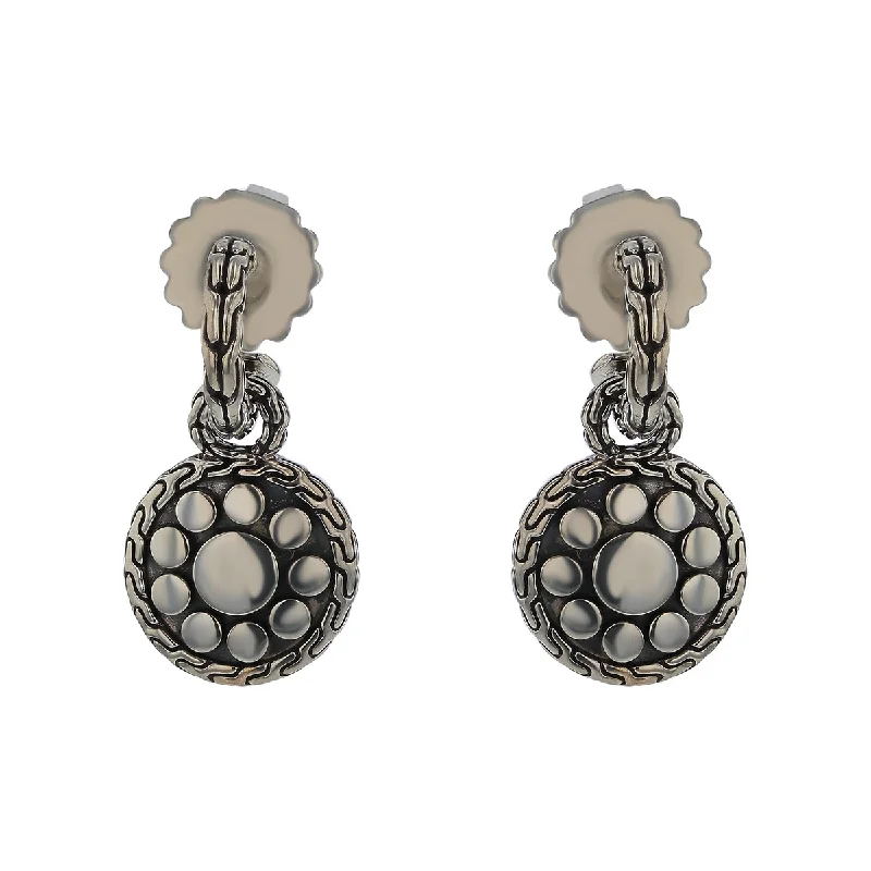 women’s enamel earrings-John Hardy Dot Drop Earrings in Sterling Silver