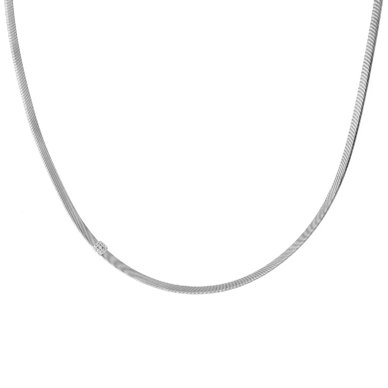 women’s diamond-encrusted necklaces-women’s diamond-encrusted necklaces-18K White Gold and Diamond Single Station Necklace