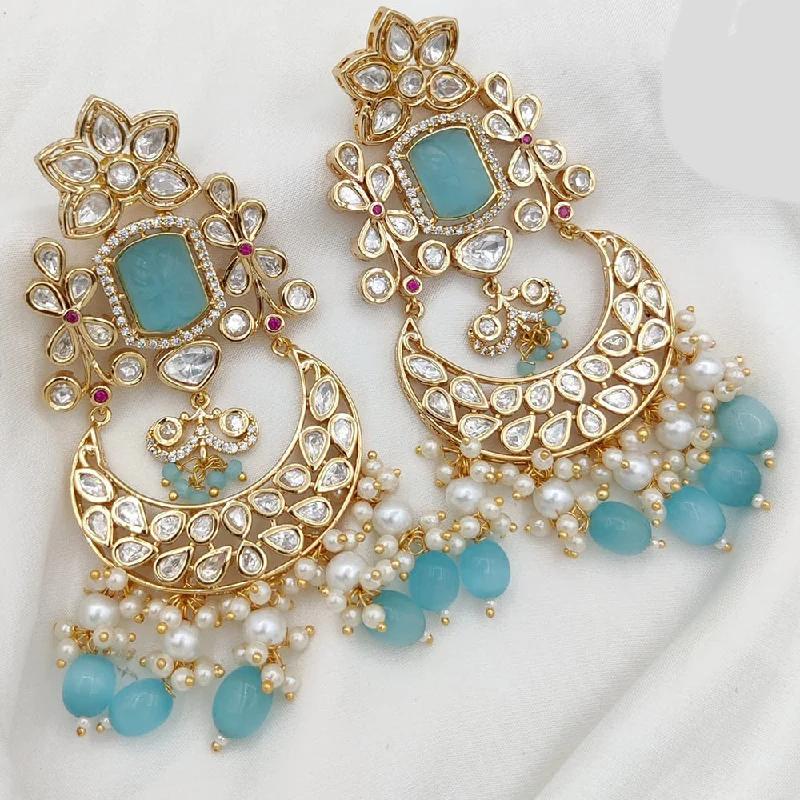 women’s opal earrings-Jewel Addiction Gold Plated Kundan Dangler Earrings