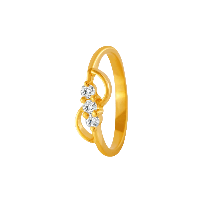 women’s bold rings-22KT Yellow Gold And American Diamond Ring For Women