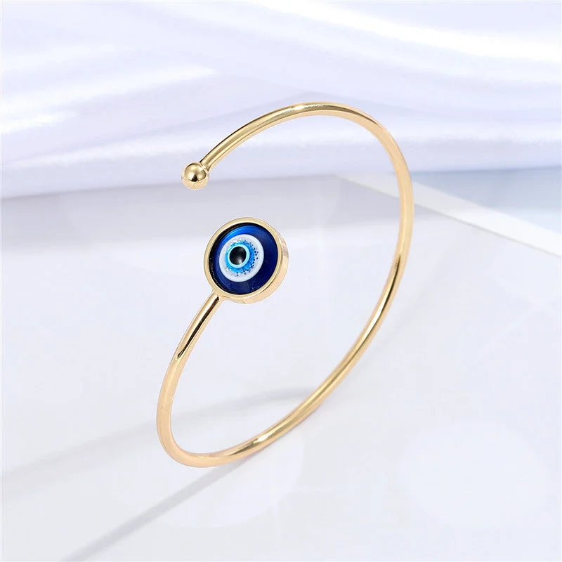 Blue Pink Eyes Gold Bracelet