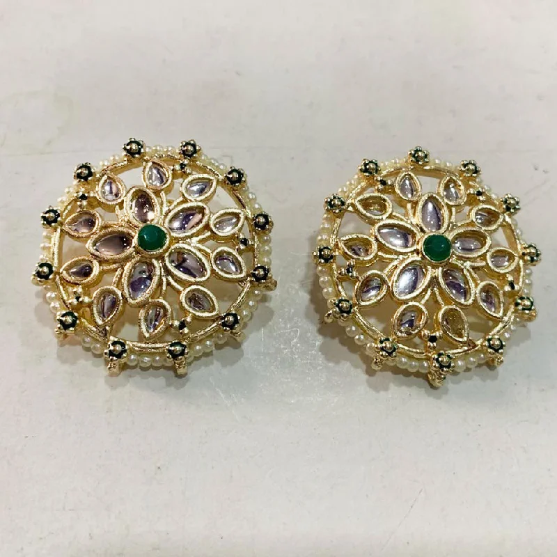 women’s charm earrings-Deep Enterprises Gold Plated Kundan Stud Earrings