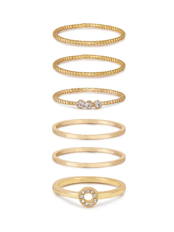 women’s sophisticated rings-women’s sophisticated rings-Dainty Stacking Ring Set of 6