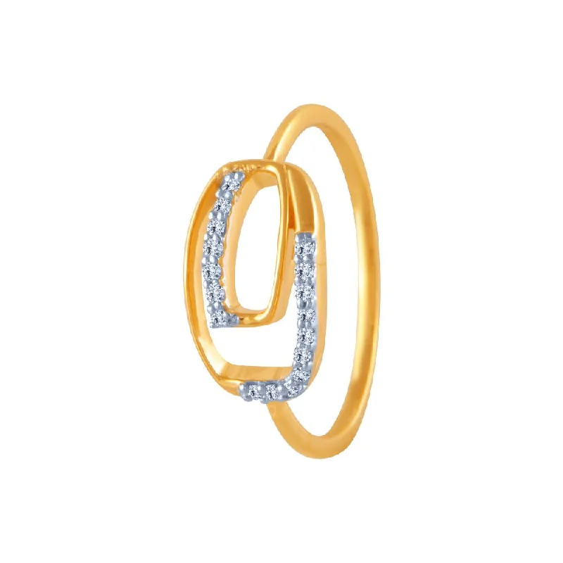 women’s fashion statement rings-18k (750) Yellow Gold And Diamond Ring For Women