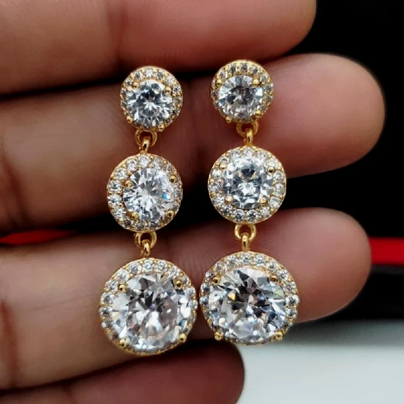 women’s bar earrings-Aamrapali Gold Plated AD Dangler Earrings