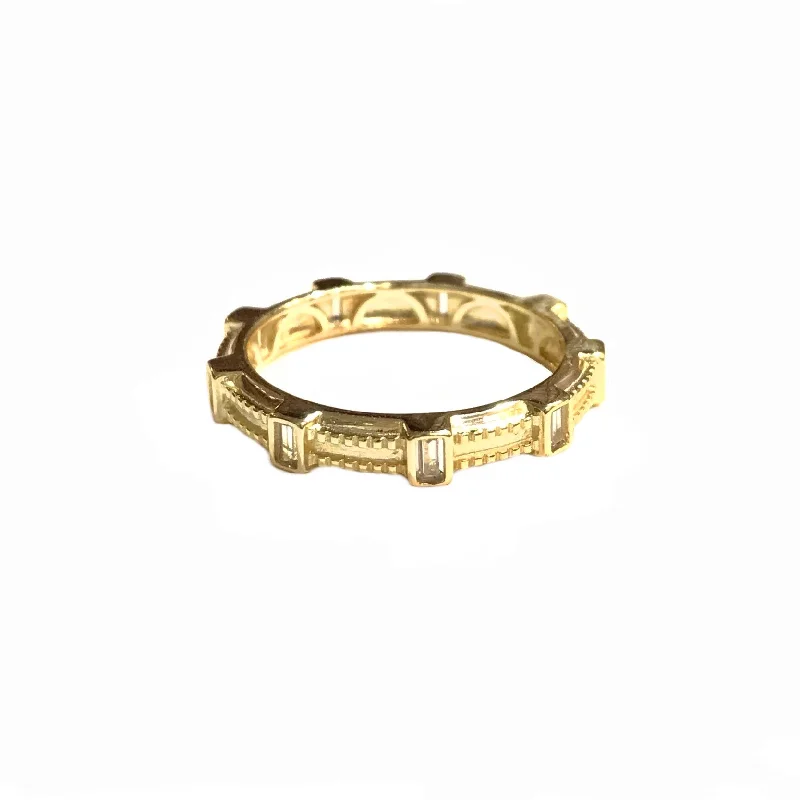 women’s three-stone rings-women’s three-stone rings-Thick Baguette Link Ring