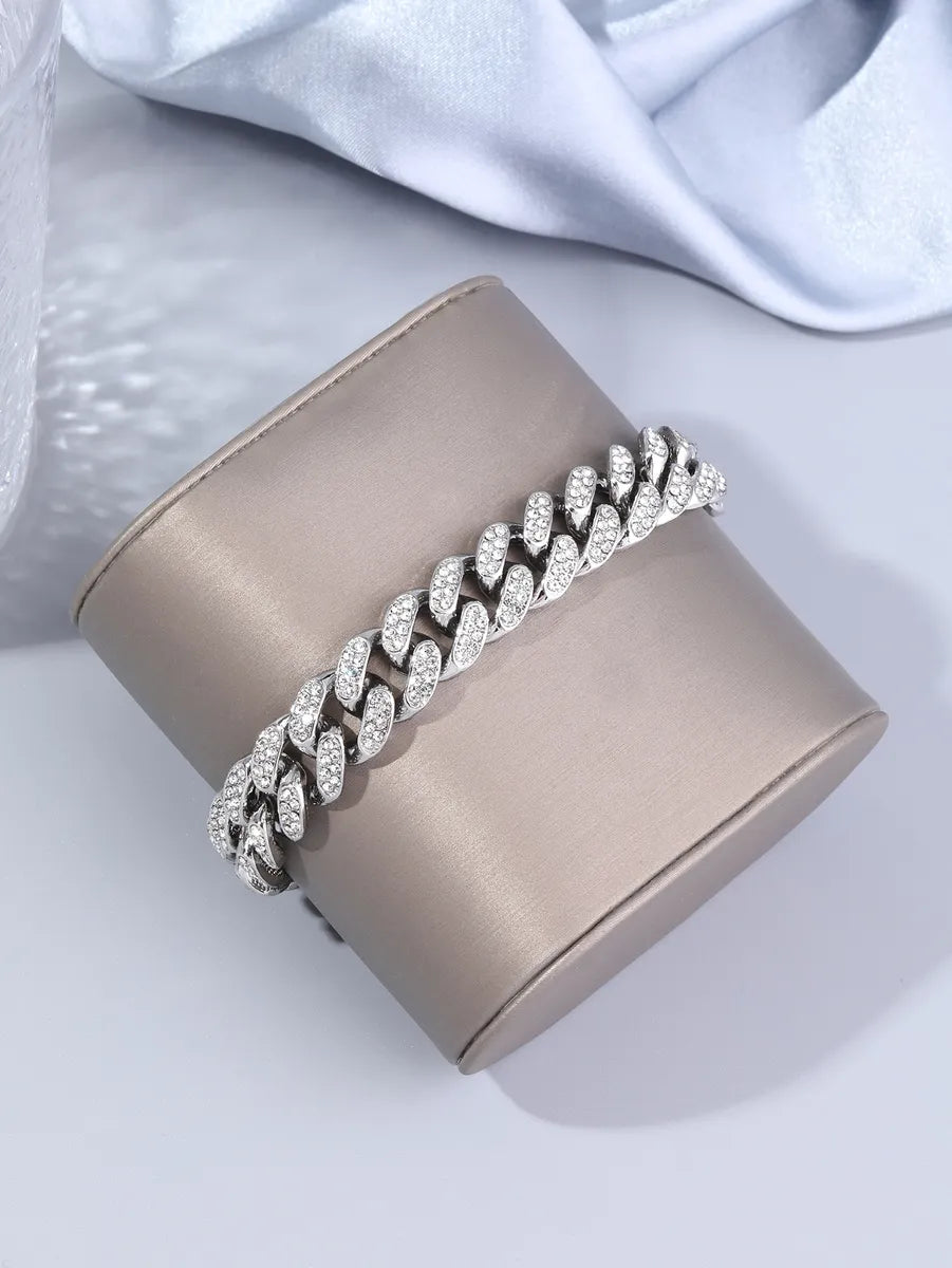 women’s trendy bracelets-IG Style Casual Solid Color Alloy Inlay Rhinestones Gold Plated Silver Plated Unisex Bracelets