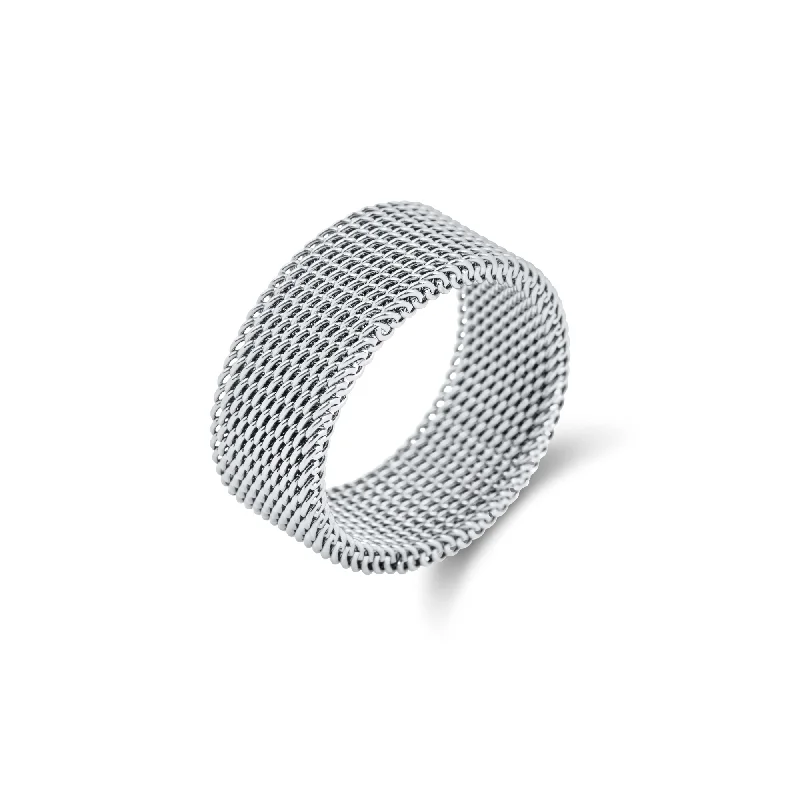 women’s wedding rings-women’s wedding rings-Etta Mesh Ring - Silver - 6