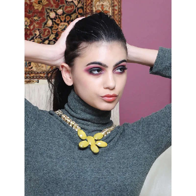 women’s gold chain necklaces-women’s gold chain necklaces-Odette Sunshine Yellow Embellished Necklace