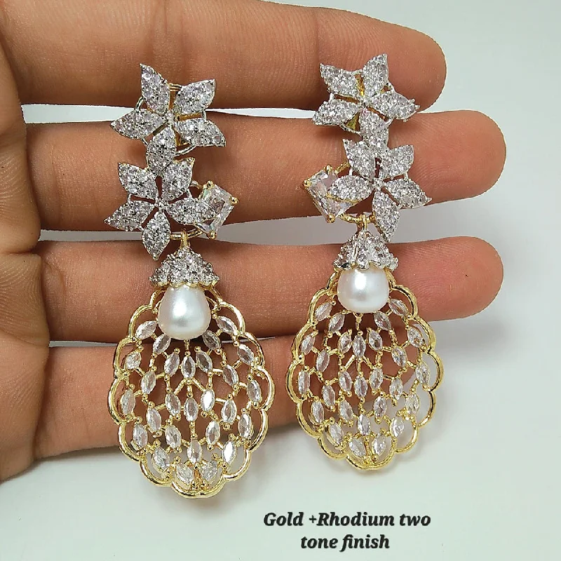 women’s petite earrings-Lalita Creation Gold Plated AD Dangler Earrings