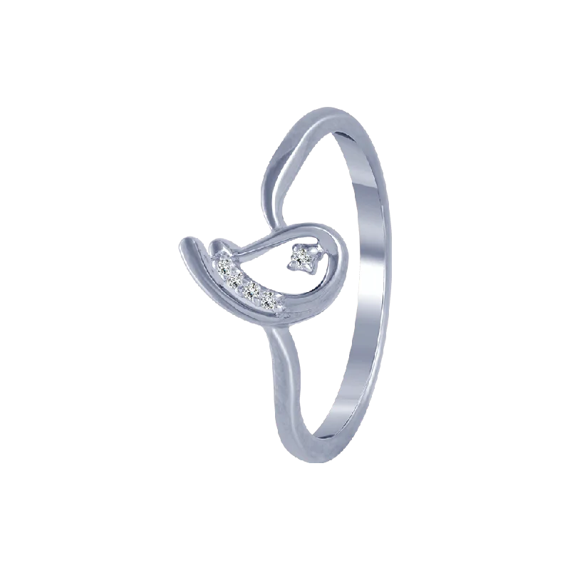 women’s statement rings-18KT (750) White Gold And Diamond Ring For Women