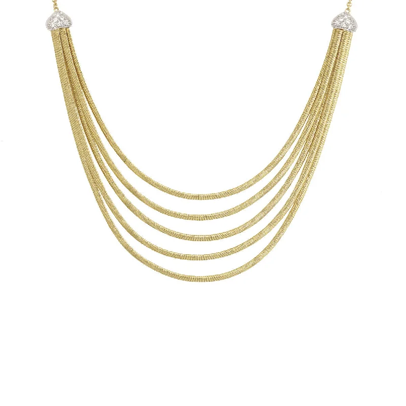 women’s initial necklaces-women’s initial necklaces-18K Yellow Gold and Diamond Five Strand Collar Necklace