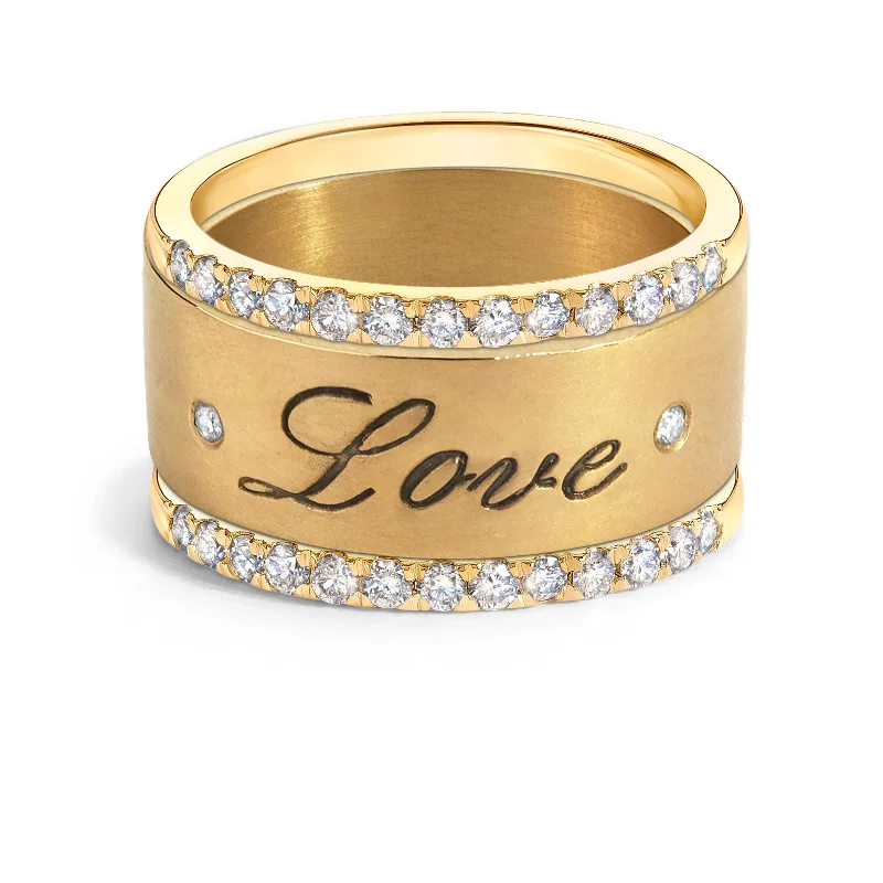 women’s adjustable rings-women’s adjustable rings-8mm Gold Love Standard Ring & Large Pavé Stack