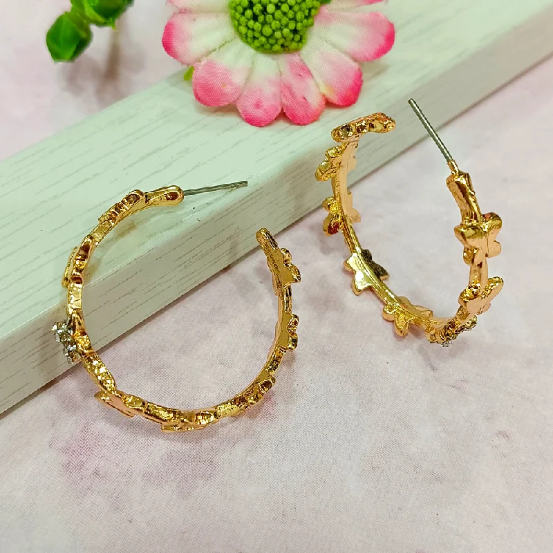 women’s angel wing earrings-Infinity Jewels Gold Plated Hypoallergenic Nickel Free Hoop Earrings