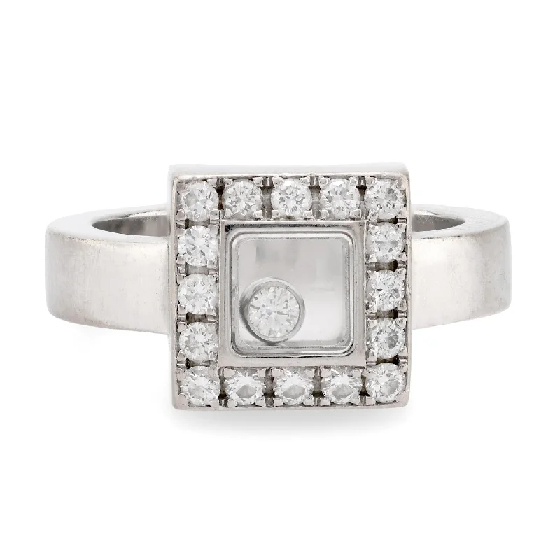 women’s custom design rings-Chopard happy 18k white gold diamond ring