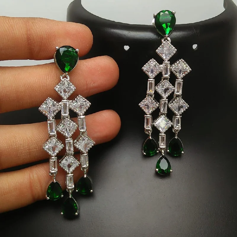 women’s crystal earrings-Manisha Jewellery Silver Plated AD Dangler Earrings