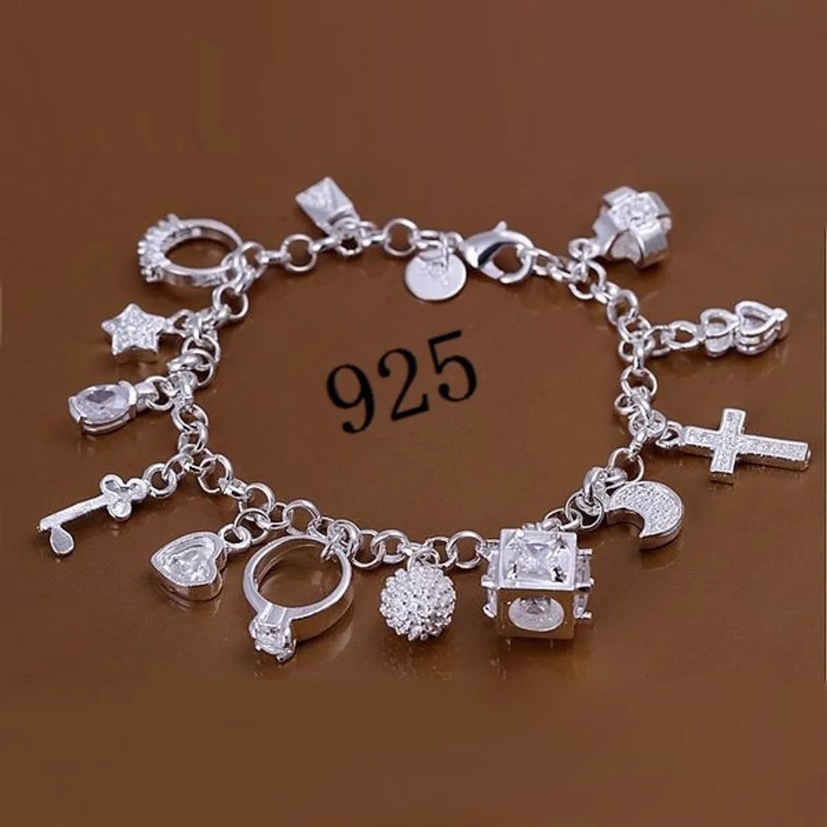 women’s gold bracelets for women-Retro Cross Heart Shape Rhombus Alloy Silver Plated Inlay Rhinestones Unisex Bracelets