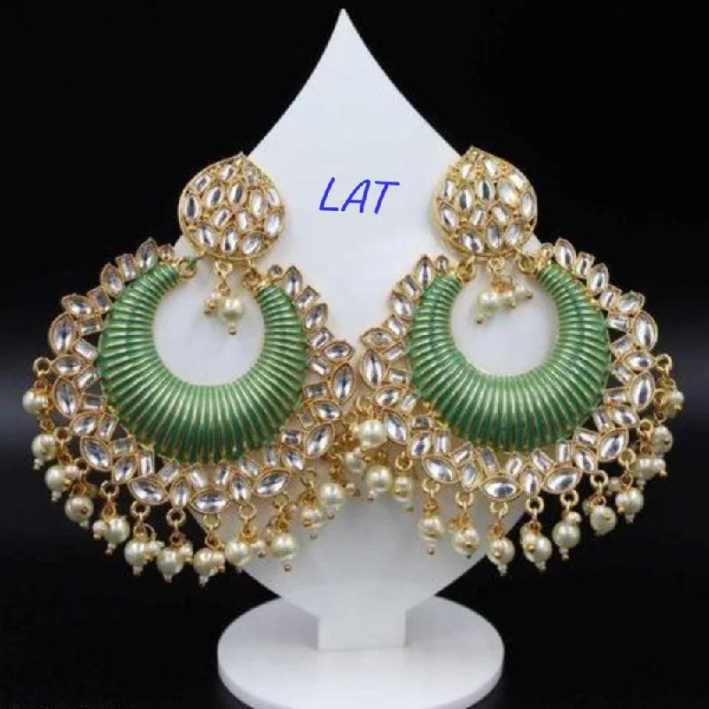 women’s fine gold earrings-Lucentarts Jewellery Gold Plated Kundan Stone Dangler Earrings