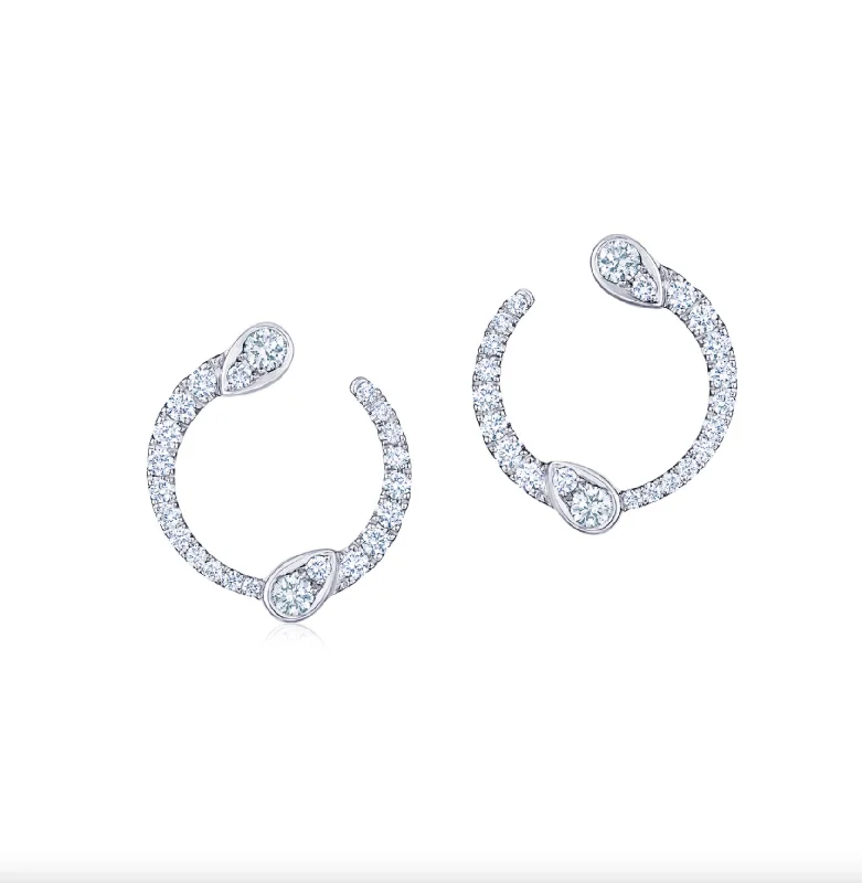 women’s silver earrings-KWIAT Eclipse Earrings with Diamonds E-2491-0-DIA-18KW