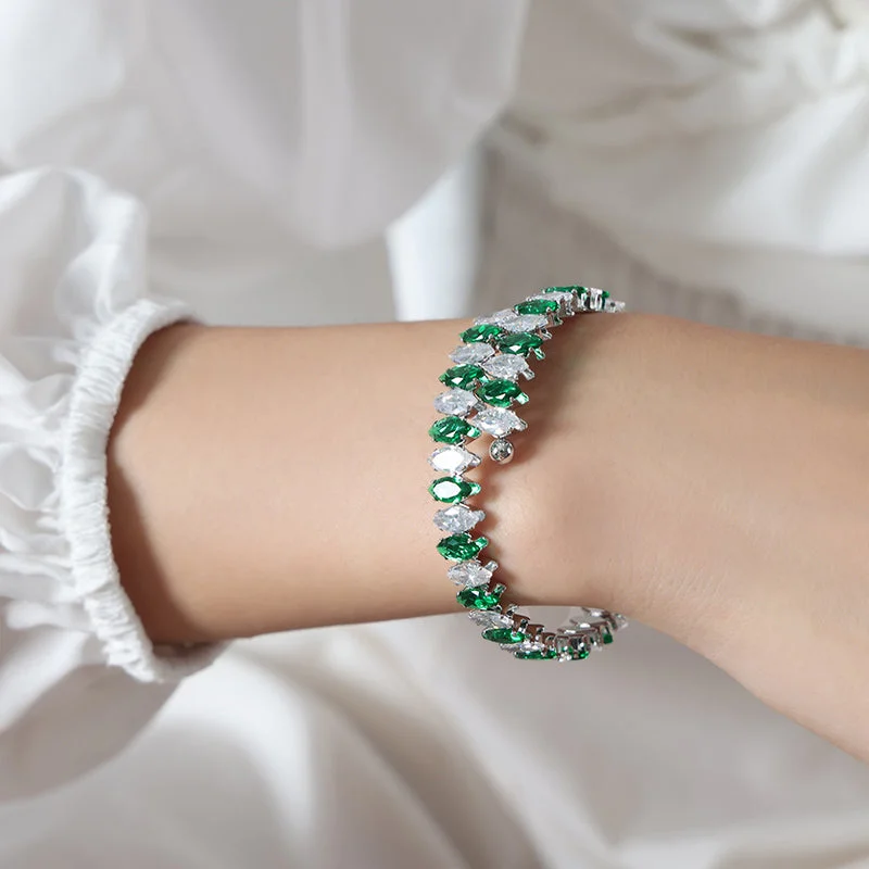 Z233-Green Zirconium Stone Steel Bracelet