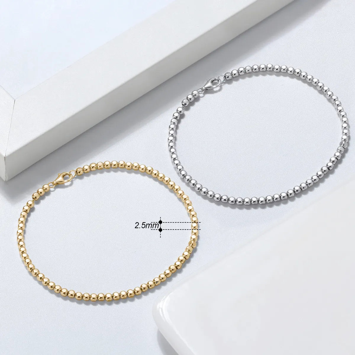 women’s oval-shaped bracelets-Simple Style Oval Sterling Silver Polishing Stripe Plating 18k Gold Plated White Gold Plated Silver Plated Bracelets