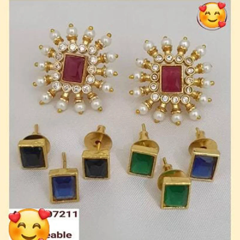 women’s vintage-inspired earrings-Manisha Jewellery Gold Plated Changeable Stud Earrings