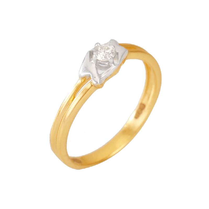 women’s textured rings-18KT (750) Yellow Gold And Diamond Ring For Women