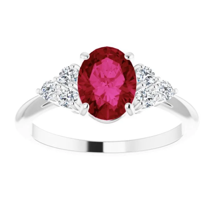 women’s infinity diamond rings-Sterling Silver Lab-Grown Ruby & 1/6 CTW Natural Diamond Ring