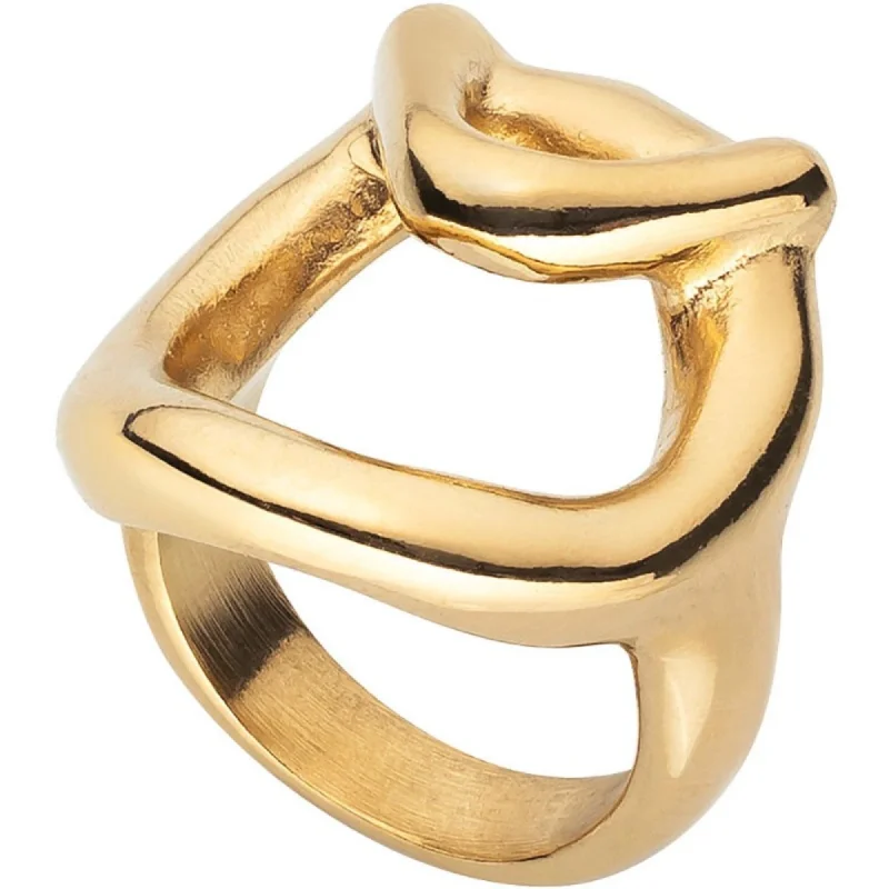 women’s minimal rings-women’s minimal rings-UNOde50 Game of 3 Gold Ring Size 6