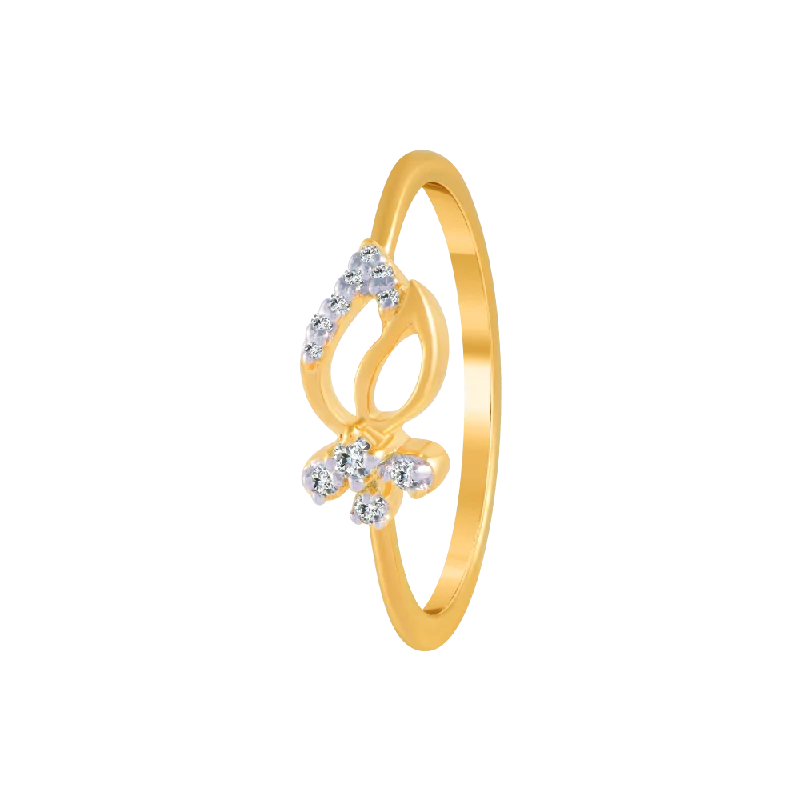 women’s minimal rings-18KT (750) Yellow Gold And Diamond Ring For Women