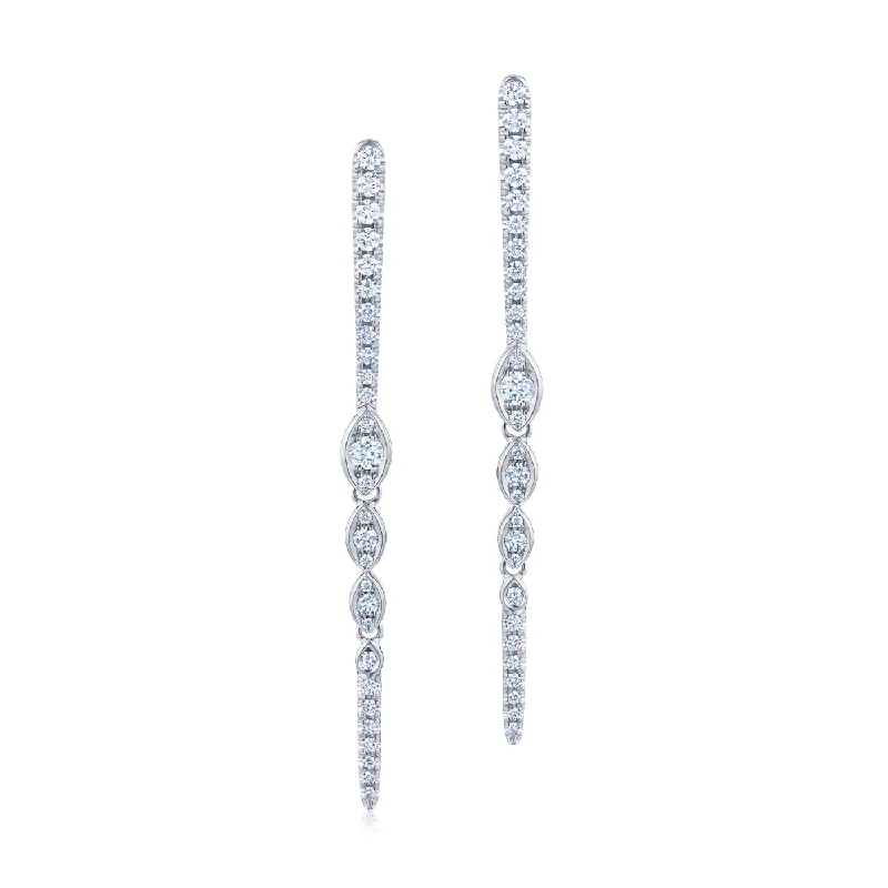 women’s cute earrings-KWIAT Vine Collection Drop Earrings with Diamonds E-2518-0-DIA-18KW